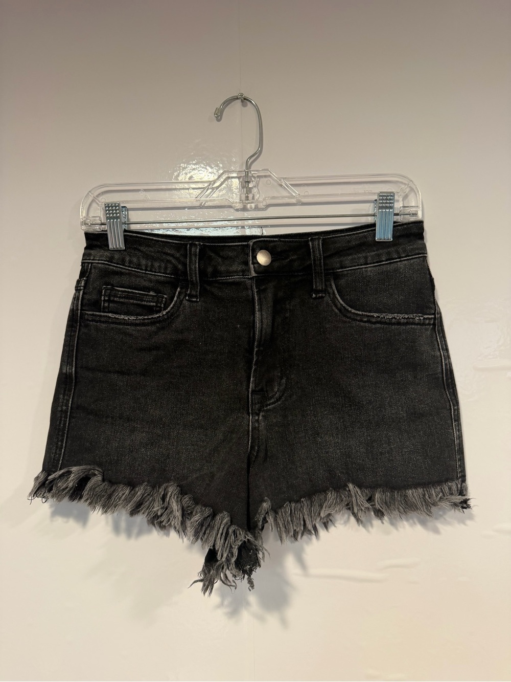High-Waist Altar’d State Black Denim‎ Frayed Hem Women’s Shorts